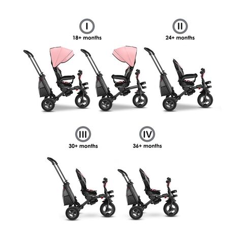 Tricicleta multifunctionala cu sezut reversibil, pliabila Lionelo Tris, Candy Rose/Grey, Culoare: Roz,poza 3