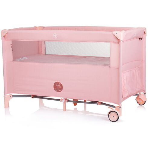 Patut pliabil Chipolino Relax flamingo linen cu laterala culisanta, Culoare: Roz, Dimensiuni: 120x60 - poza 4 - ExclusivMAG.ro