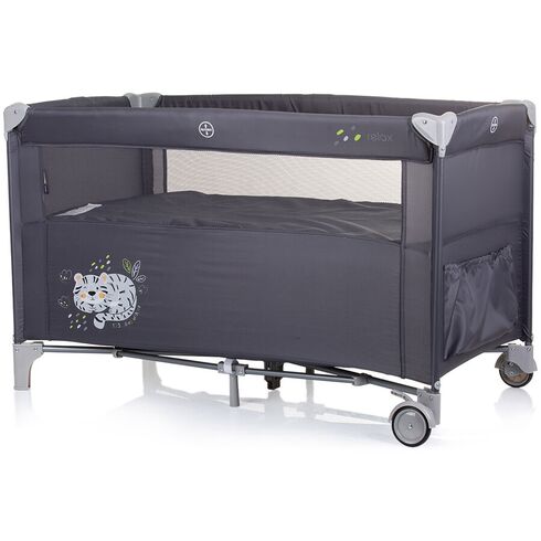 Patut pliabil Chipolino Relax granite cu laterala culisanta, Culoare: Gri, Dimensiuni: 120x60,poza 4