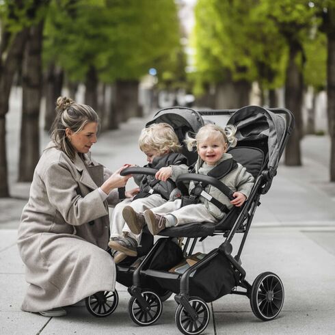 Carucior pliabil pentru gemeni BabyGo GoTwice, Green, Culoare: Verde, Model: gemeni,poza 9