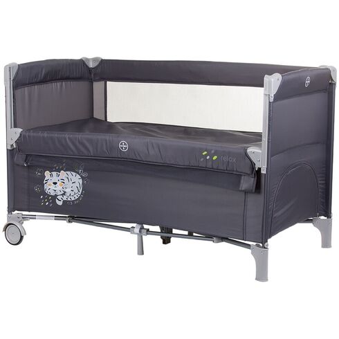 Patut pliabil Chipolino Relax granite cu laterala culisanta, Culoare: Gri, Dimensiuni: 120x60