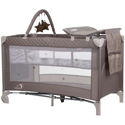 Patut pliabil cu saltea de infasat Chipolino Luna macadamia, Culoare: Crem, Dimensiuni: 120x60