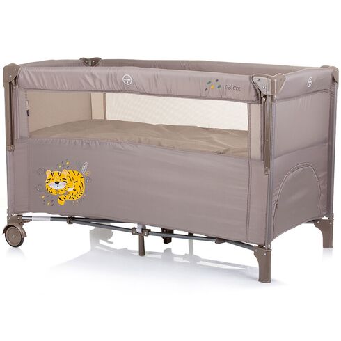 Patut pliabil Chipolino Relax macadamia tiger cu laterala culisanta, Culoare: Crem, Dimensiuni: 120x60,poza 3  - ExclusivMAG.ro Patut pliabil Chipolino Relax macadamia tiger cu laterala culisanta, Culoare: Crem, Dimensiuni: 120x60,poza 3
