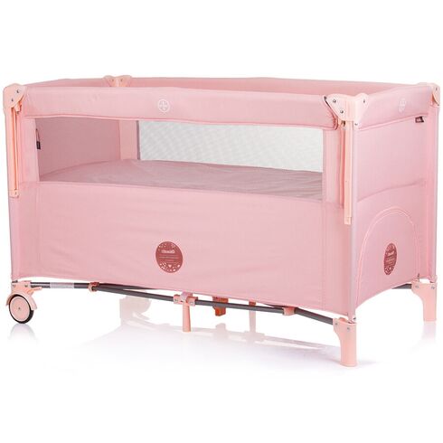 Patut pliabil Chipolino Relax flamingo linen cu laterala culisanta, Culoare: Roz, Dimensiuni: 120x60 - poza 3 - ExclusivMAG.ro