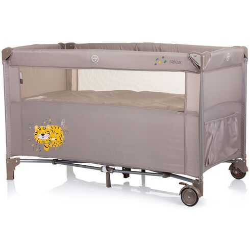 Patut pliabil Chipolino Relax macadamia tiger cu laterala culisanta, Culoare: Crem, Dimensiuni: 120x60,poza 4  - ExclusivMAG.ro Patut pliabil Chipolino Relax macadamia tiger cu laterala culisanta, Culoare: Crem, Dimensiuni: 120x60,poza 4