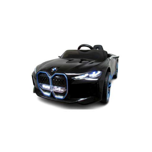 Masinuta electrica cu telecomanda, roti din spuma EVA, scaun din piele ecologica, varsta 1-5 ani, BMW I4 - Negru, Culoare: Negru, Capacitate acumulator: 12V