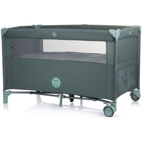 Patut pliabil Chipolino Relax pine linen cu laterala culisanta, Culoare: Verde inchis, Dimensiuni: 120x60,poza 4