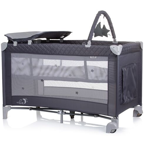 Patut pliabil cu saltea de infasat Chipolino Luna granite, Culoare: Gri/Negru, Dimensiuni: 120x60,poza 3