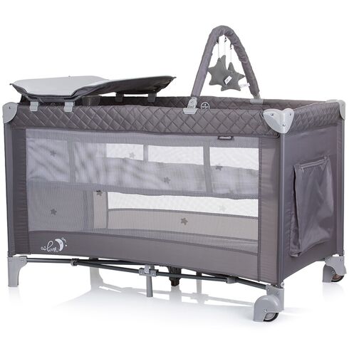 Patut pliabil cu saltea de infasat Chipolino Luna ash grey, Culoare: Gri, Dimensiuni: 120x60,poza 3