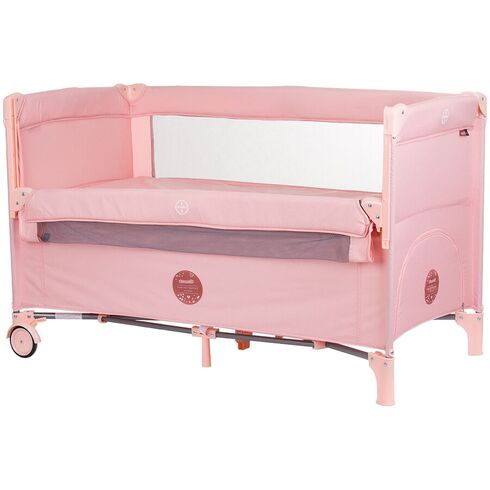 Patut pliabil Chipolino Relax flamingo linen cu laterala culisanta, Culoare: Roz, Dimensiuni: 120x60 - poza 2 - ExclusivMAG.ro