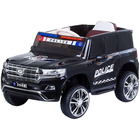 Masinuta electrica Chipolino SUV Police Patrol cu scaun din piele black, Culoare: Negru, Capacitate acumulator: 6V