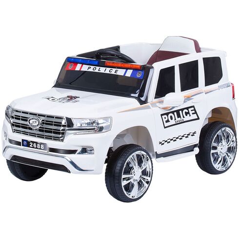 Masinuta electrica Chipolino SUV Police Patrol cu scaun din piele white, Culoare: Alb, Capacitate acumulator: 6V