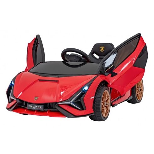Masinuta electrica cu telecomanda LAMBORGHINI SIAN, roti EVA, scaun tapitat, putere 106W - Rosu, Culoare: Rosu, Capacitate acumulator: 12V