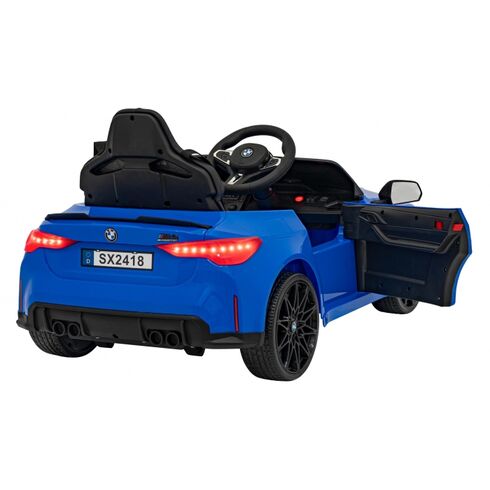 Masinuta electrica cu telecomanda BMW M4, roti EVA, scaun tapitat, putere 70W - Albastru, Culoare: Albastru, Capacitate acumulator: 12V - poza 2 - ExclusivMAG.ro