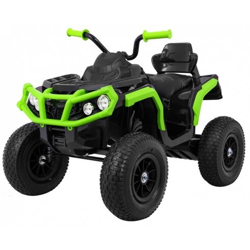 ATV electric AIR BDM0906, roti gonflabile, scaun tapitat, putere 90W - Negru Verde, Culoare: Negru, Capacitate acumulator: 12V