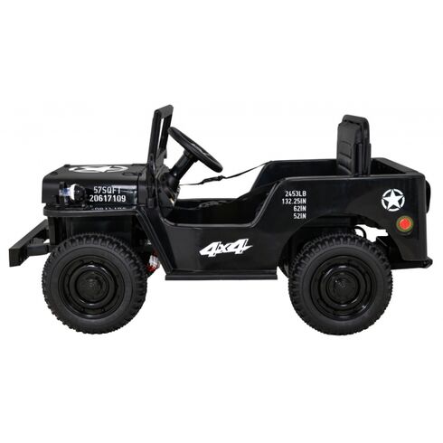 Masinuta electrica cu telecomanda Military Retro 4 X 4, roti EVA, scaun tapitat, putere 140W - Negru, Culoare: Negru, Capacitate acumulator: 12V,poza 4  - ExclusivMAG.ro Masinuta electrica cu telecomanda Military Retro 4 X 4, roti EVA, scaun tapitat, putere 140W - Negru, Culoare: Negru, Capacitate acumulator: 12V,poza 4