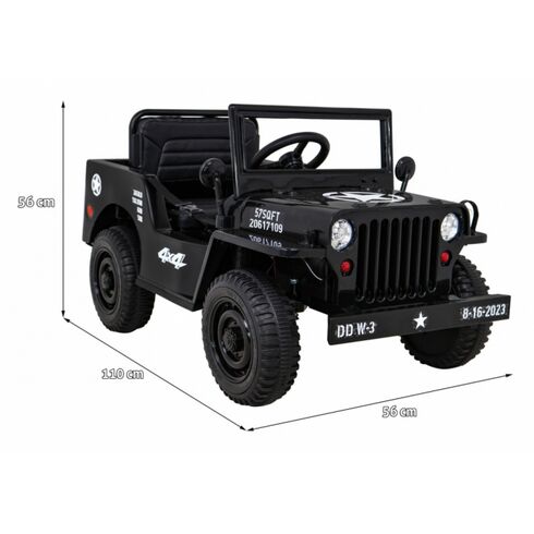 Masinuta electrica cu telecomanda Military Retro 4 X 4, roti EVA, scaun tapitat, putere 140W - Negru, Culoare: Negru, Capacitate acumulator: 12V,poza 2  - ExclusivMAG.ro Masinuta electrica cu telecomanda Military Retro 4 X 4, roti EVA, scaun tapitat, putere 140W - Negru, Culoare: Negru, Capacitate acumulator: 12V,poza 2