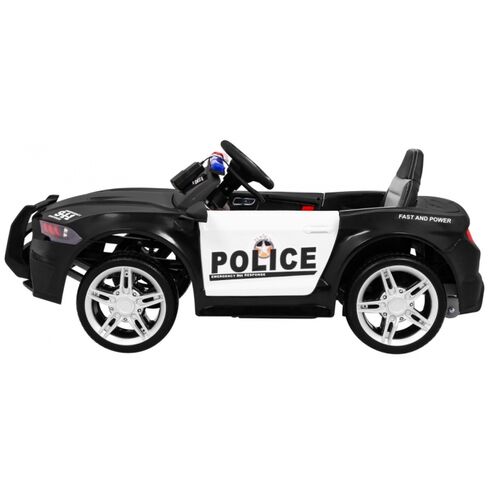 Masinuta electrica cu telecomanda GT Sport Police, roti EVA, scaun tapitat, putere 24V - Negru - poza 9 - ExclusivMAG.ro