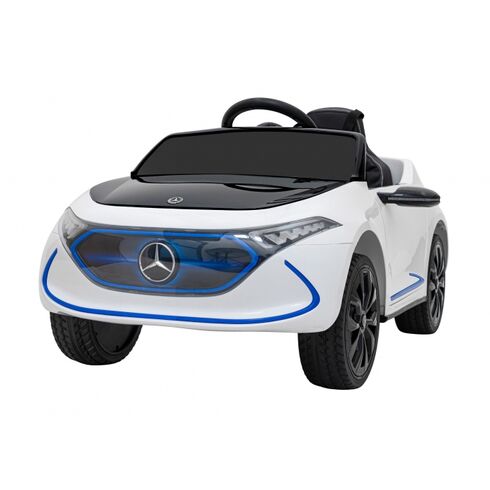 Masinuta electrica cu telecomanda MERCEDES BENZ AMG EQA, roti EVA, scaun tapitat, 101x69x53 cm, putere 70W - Alb, Culoare: Alb, Capacitate acumulator: 12V