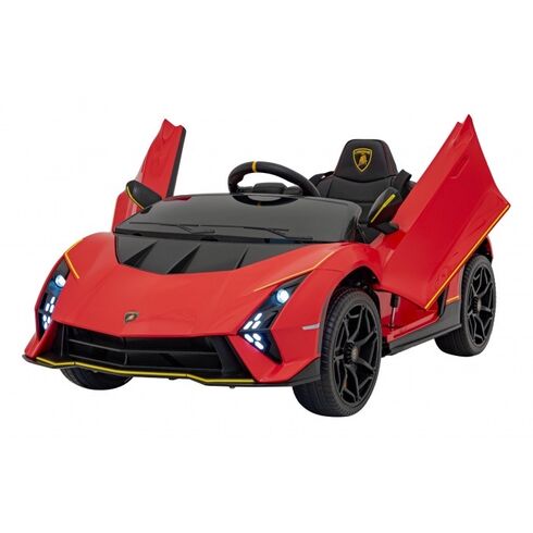 Masinuta electrica cu telecomanda LAMBORGHINI INVENCIBLE, roti EVA, scaun tapitat, putere 140W - Rosu, Culoare: Rosu, Capacitate acumulator: 12V