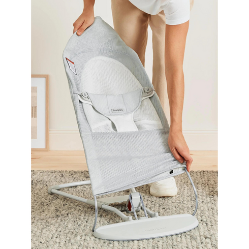 BabyBjorn - Balansoarul Balance Soft Silver/White, Mesh, Culoare: Gri deschis,poza 4