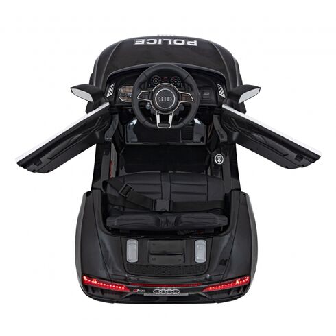 Masinuta electrica cu telecomanda AUDI R8 Police, roti EVA, scaun tapitat, putere 70W - Negru, Culoare: Alb/Negru, Capacitate acumulator: 6V,poza 2