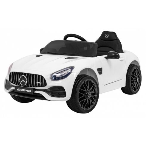Masinuta electrica cu telecomanda MERCEDES BENZ GT, roti EVA, scaun tapitat, putere 70W - Alb, Culoare: Alb, Capacitate acumulator: 12V