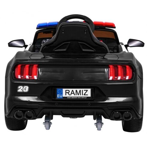 Masinuta electrica cu telecomanda GT Sport Police, roti EVA, scaun tapitat, putere 24V - Negru - poza 2 - ExclusivMAG.ro