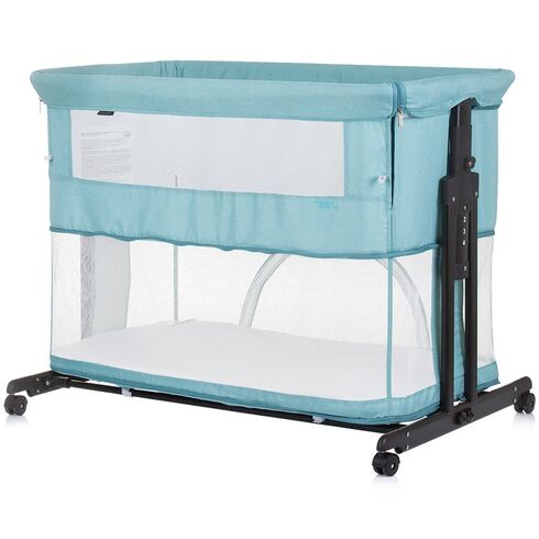 Patut co-sleeper si tarc Chipolino Zen pastel green, Culoare: Turquoise, Dimensiuni: 90x50,poza 7