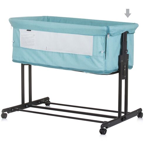 Patut co-sleeper si tarc Chipolino Zen pastel green, Culoare: Turquoise, Dimensiuni: 90x50,poza 6