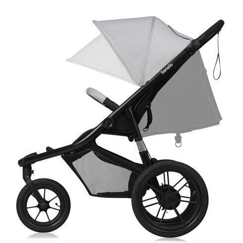 Carucior sport, Lionelo, Azura, Cu 3 roti, Cu baldachin XXL impermeabil, Pliere compacta, Pana la 22 kg, 6-48 luni, Gri, Culoare: Gri, Model: sport,poza 4