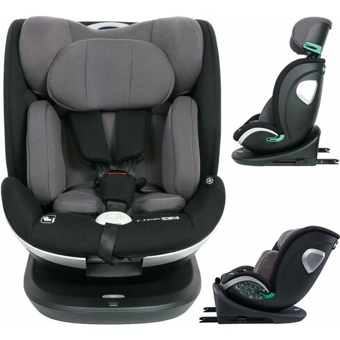 Scaun auto, FreeON, Opal, Nastere - 140 Cm/ 0 - 12 ani, Rotire 360° grade, Tehnologie Isofix I-Size si Top Tether, R129, Black, Culoare: Gri/Negru, Grupa: 0-36kg (0 luni - 12 ani)