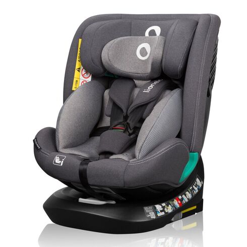Scaun auto, Lionelo, Bastiaan One i-Size, 4 in 1, Rotire 360 grade, Top Tether, 0-36 Kg, 40-150 cm, R129, Gri, Culoare: Gri, Grupa: 0-36kg (0 luni - 12 ani)