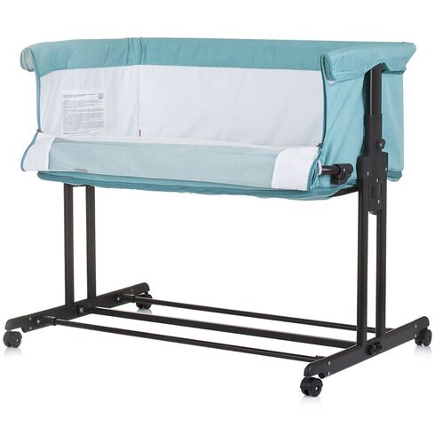 Patut co-sleeper si tarc Chipolino Zen pastel green, Culoare: Turquoise, Dimensiuni: 90x50,poza 4