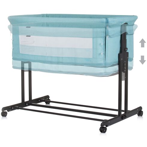 Patut co-sleeper si tarc Chipolino Zen pastel green, Culoare: Turquoise, Dimensiuni: 90x50,poza 5