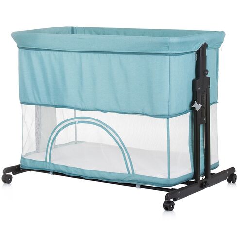 Patut co-sleeper si tarc Chipolino Zen pastel green, Culoare: Turquoise, Dimensiuni: 90x50,poza 8