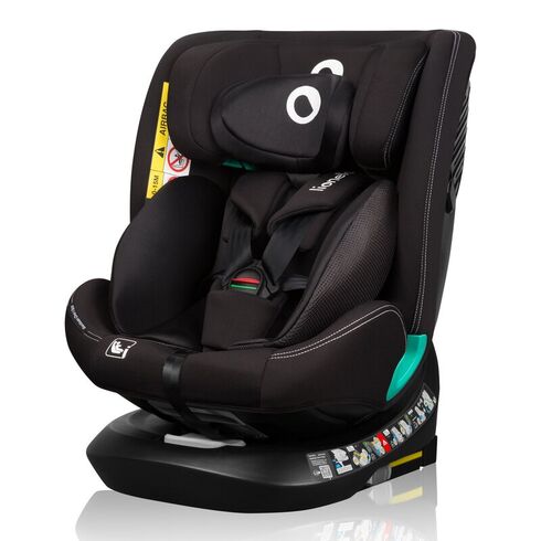 Scaun auto, Lionelo, Bastiaan One i-Size, 4 in 1, Rotire 360 grade, Top Tether, 0-36 Kg, 40-150 cm, R129, Negru, Culoare: Negru, Grupa: 0-36kg (0 luni - 12 ani)