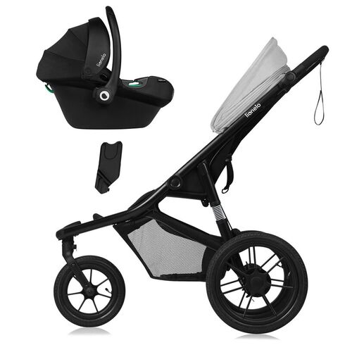 Carucior sport, Lionelo, Azura, Cu 3 roti, Cu baldachin XXL impermeabil, Pliere compacta, Pana la 22 kg, 6-48 luni, Gri, Culoare: Gri, Model: sport,poza 3