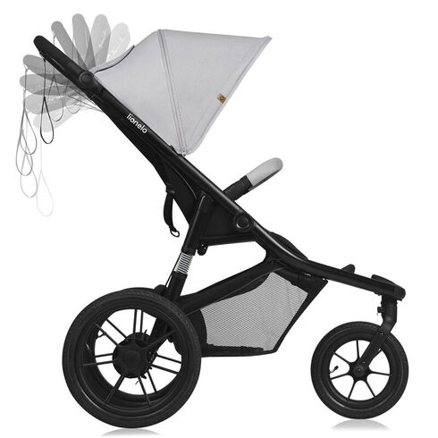 Carucior sport, Lionelo, Azura, Cu 3 roti, Cu baldachin XXL impermeabil, Pliere compacta, Pana la 22 kg, 6-48 luni, Gri, Culoare: Gri, Model: sport,poza 5