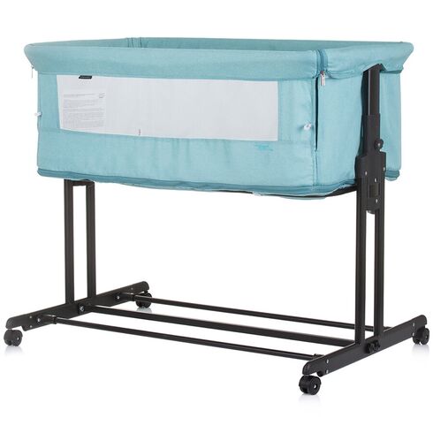 Patut co-sleeper si tarc Chipolino Zen pastel green, Culoare: Turquoise, Dimensiuni: 90x50,poza 3