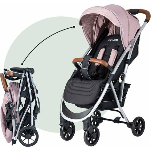 Carucior sport, FreeON, Lux, Pliabil automat, Tehnologie inovatoare One-Hand Folding, De la 6 luni pana la 22 kg, Dirty Pink/Black, Culoare: Roz, Model: sport - poza 3 - ExclusivMAG.ro