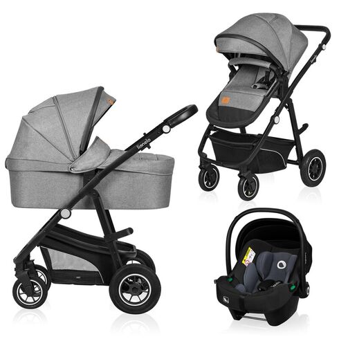 Carucior 3 in 1, Lionelo, Bianka, pana la 22 kg, Gri, Culoare: Gri, Model: 3 in 1