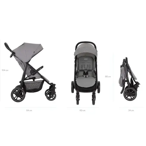 Carucior Graco EeZeFold Steeple Gray, Culoare: Gri, Model: sport,poza 4  - ExclusivMAG.ro Carucior Graco EeZeFold Steeple Gray, Culoare: Gri, Model: sport,poza 4