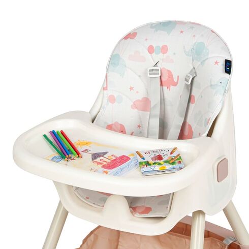 Scaun de masa 2 in 1 Juju Eat&Smile, Pink-Elephants, Culoare: Multicolor,poza 7