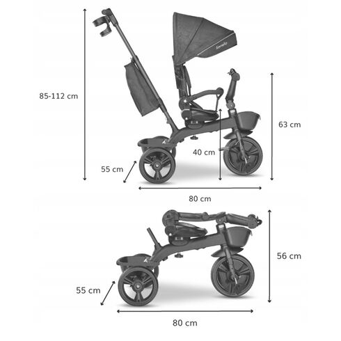 Tricicleta multifunctionala cu sezut reversibil Lionelo Kori, Grey Stone, Culoare: Gri,poza 7