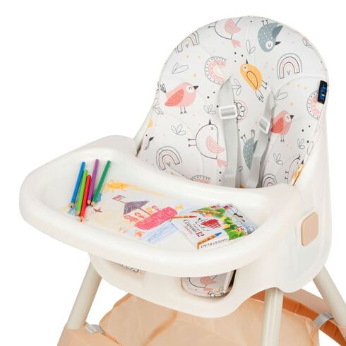 Scaun de masa 2 in 1 Juju Eat&Smile, Birds, Culoare: Crem,poza 5