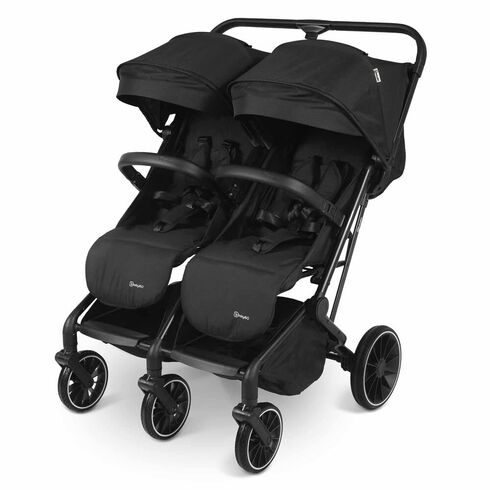 Carucior pliabil pentru gemeni BabyGo GoTwice, Black, Culoare: Negru, Model: gemeni