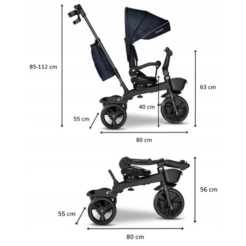 Tricicleta multifunctionala cu sezut reversibil Lionelo Kori, Blue Navy, Culoare: Albastru,poza 7