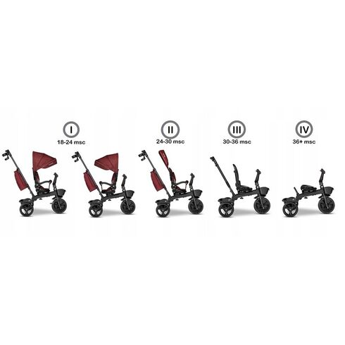 Tricicleta multifunctionala cu sezut reversibil Lionelo Kori, Red Burgundy, Culoare: Visiniu,poza 5
