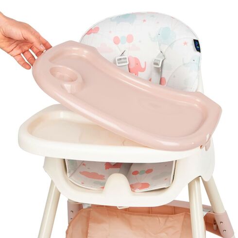 Scaun de masa 2 in 1 Juju Eat&Smile, Pink-Elephants, Culoare: Multicolor,poza 5